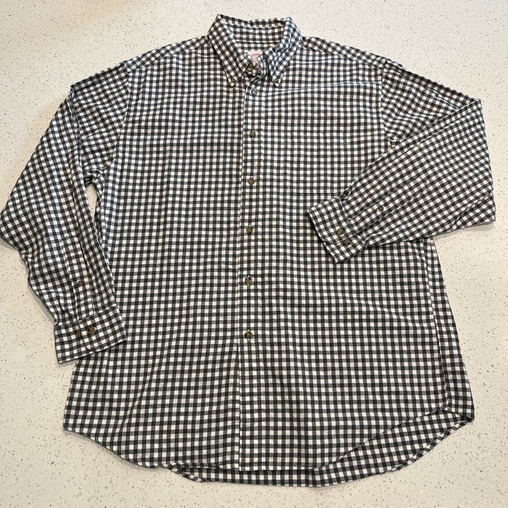 Brooks Brothers Madison Men's Original Polo Black Check Flannel Sz L